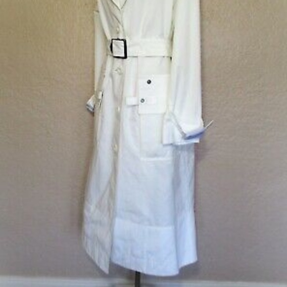 🥳🎉HOST PICK NWT Coach Long Military Coat White cotton blend belted Size 4 - Picture 6 of 6